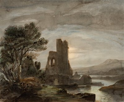 Night Landscape with Ruined Monastery by Lluís Rigalt